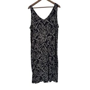 Dip Plus 2X Floral Dress Stretch Black Maxi soft comfort V-neck cottage boho